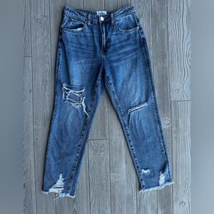 Insane Gene Distressed Straight Leg Cropped Jeans Size 24 Raw Hem 100% Cotton